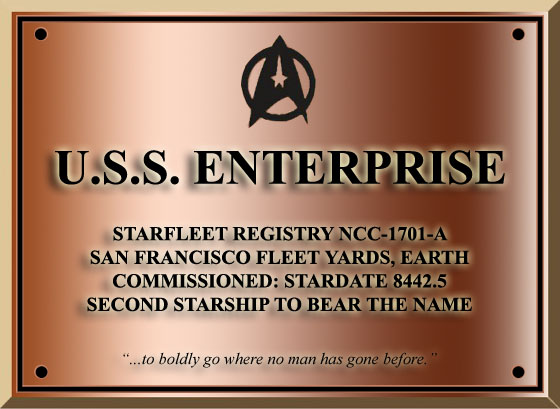 The commissioning dedication plaque of the second Constitution-class heavy cruiser USS Enterprise NCC-1701-A